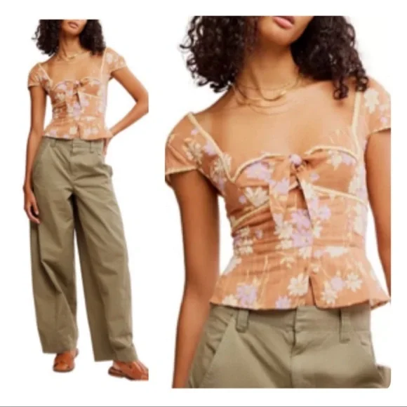 Free People CALL ME BABY BLOUSE SIZE MEDIUM - Picture 2 of 11